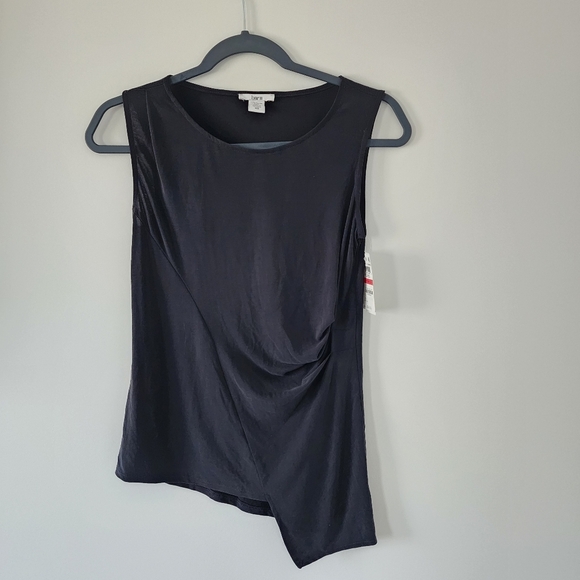 Bar III Tops - NWT Bar III Tank Top Womens XS Black Draped Asymmetrical Sleeveless Stretch Knit
